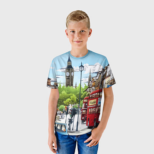Детская футболка Улицы Лондона -Big Ben / 3D-принт – фото 3