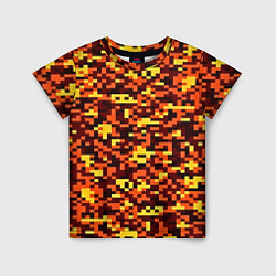 Футболка детская Камуфляж пиксельный: оранжевый/желтый, цвет: 3D-принт