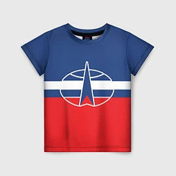 Футболка детская Флаг космический войск РФ, цвет: 3D-принт