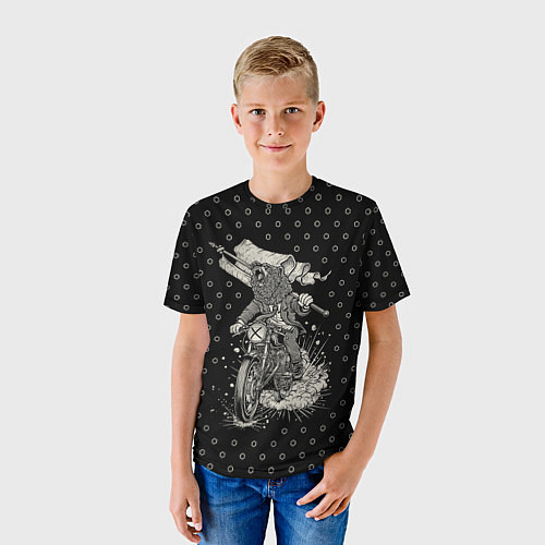 Детская футболка Медведь мотоциклист / 3D-принт – фото 3