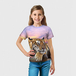 Футболка детская Тигр на закате, цвет: 3D-принт — фото 2
