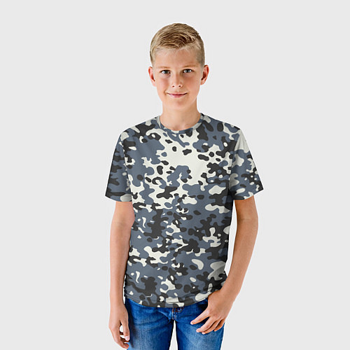Детская футболка Камуфляж зимний: синий/черный / 3D-принт – фото 3