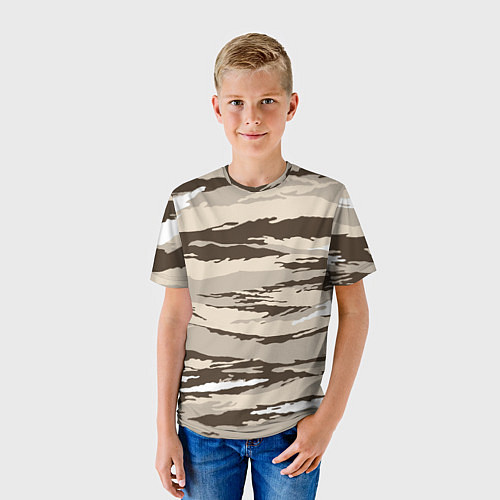 Детская футболка Камуфляж: коричневый/кремовый / 3D-принт – фото 3