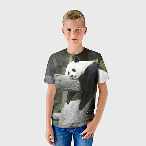 Детская футболка Большая уставшая панда / 3D-принт – фото 3
