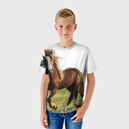 Детская футболка Бегущая лошадь / 3D-принт – фото 3