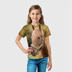 Футболка детская Взгляд лошади, цвет: 3D-принт — фото 2