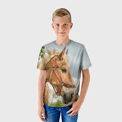 Детская футболка Игривая лошадка / 3D-принт – фото 3