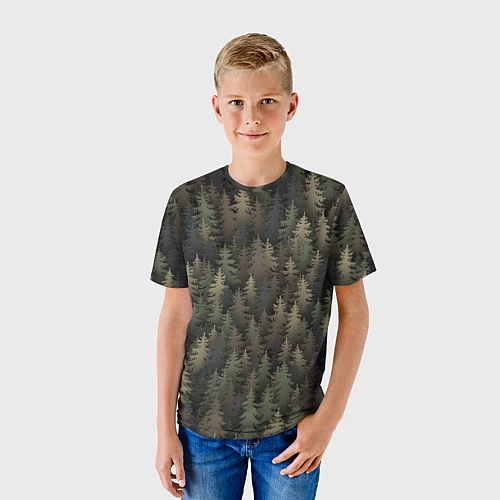Детская футболка Лесной камуфляж / 3D-принт – фото 3