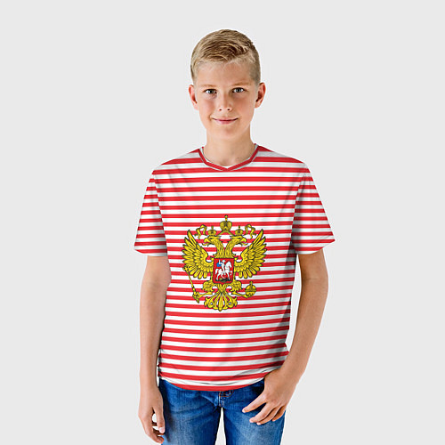 Детская футболка Тельняшка ВВ и герб РФ / 3D-принт – фото 3