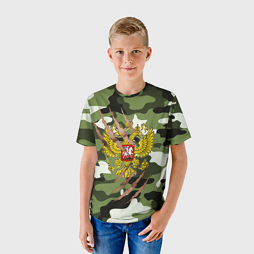 Детская футболка Рваный камуфляж мужской / 3D-принт – фото 3
