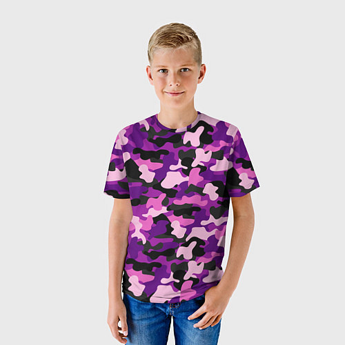 Детская футболка Камуфляж: фиолетовый/розовый / 3D-принт – фото 3