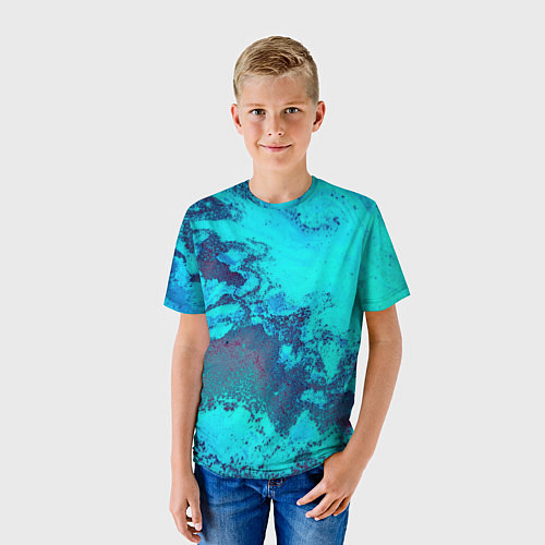 Детская футболка Лазурные текстуры / 3D-принт – фото 3