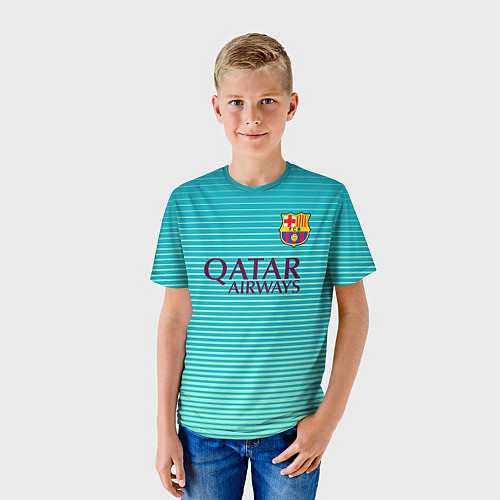 Детская футболка Barcelona FC: Aqua / 3D-принт – фото 3