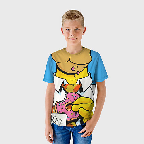 Детская футболка Homer with donut / 3D-принт – фото 3