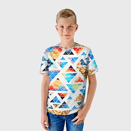 Детская футболка Космические треугольники / 3D-принт – фото 3