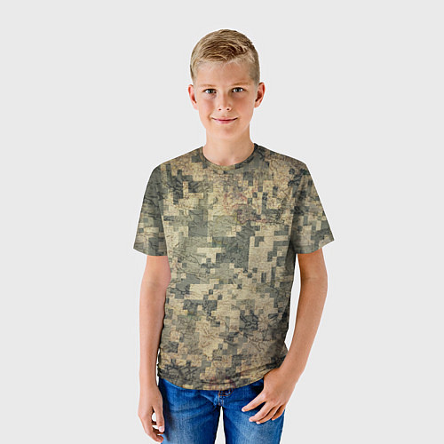 Детская футболка Камуфляж пиксельный: хаки / 3D-принт – фото 3