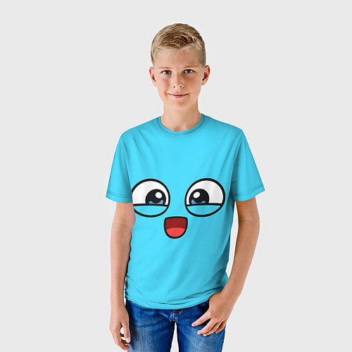 Детская футболка Эмодзи / Смайл (голубой цвет) / 3D-принт – фото 3