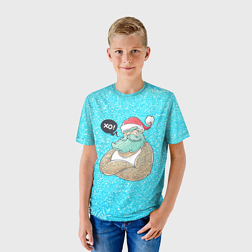Детская футболка Санта-хипстер / 3D-принт – фото 3