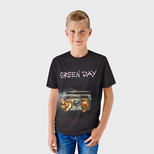 Детская футболка Green Day магнитофон в огне / 3D-принт – фото 3