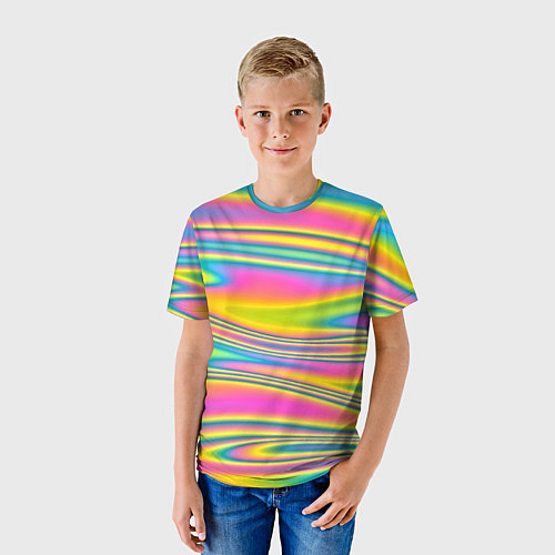 Детская футболка Абстрактные разводы цвета / 3D-принт – фото 3