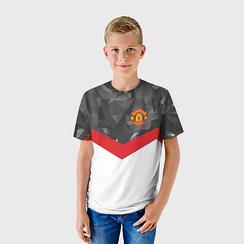 Детская футболка Man United FC: Grey Polygons / 3D-принт – фото 3