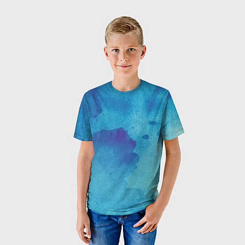 Детская футболка Синяя акварель / 3D-принт – фото 3