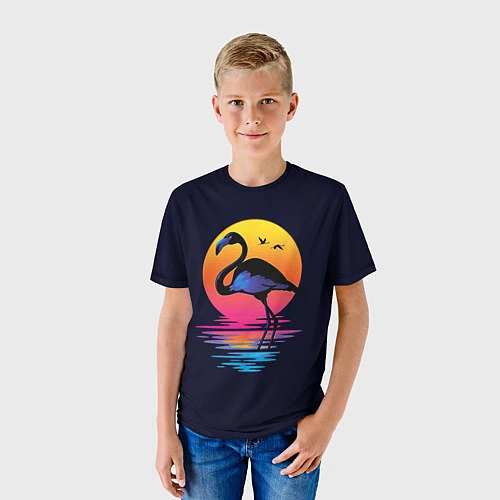 Детская футболка Фламинго – дитя заката / 3D-принт – фото 3