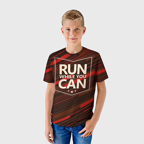 Детская футболка Run while you can / 3D-принт – фото 3