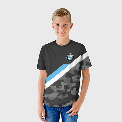 Детская футболка BMW: Pixel Military / 3D-принт – фото 3
