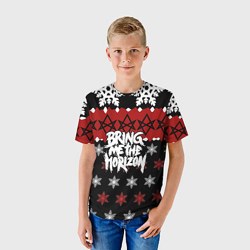 Детская футболка Праздничный Bring Me the Horizon / 3D-принт – фото 3