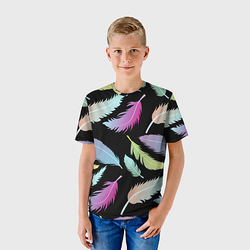 Детская футболка Радужные перья / 3D-принт – фото 3