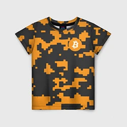 Футболка детская Bitcoin: Orange Camo, цвет: 3D-принт