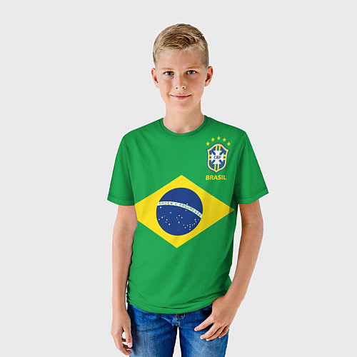 Детская футболка Сборная Бразилии: зеленая / 3D-принт – фото 3