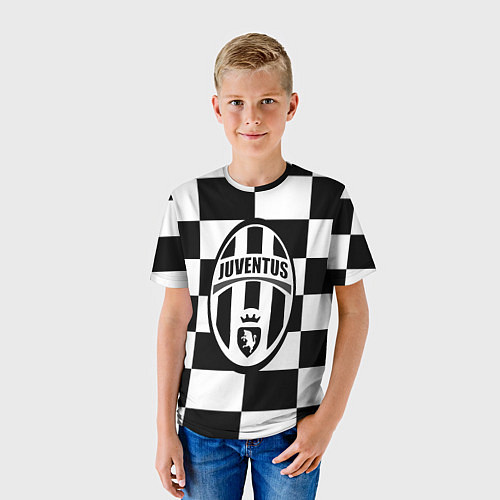 Детская футболка FC Juventus: W&B Grid / 3D-принт – фото 3