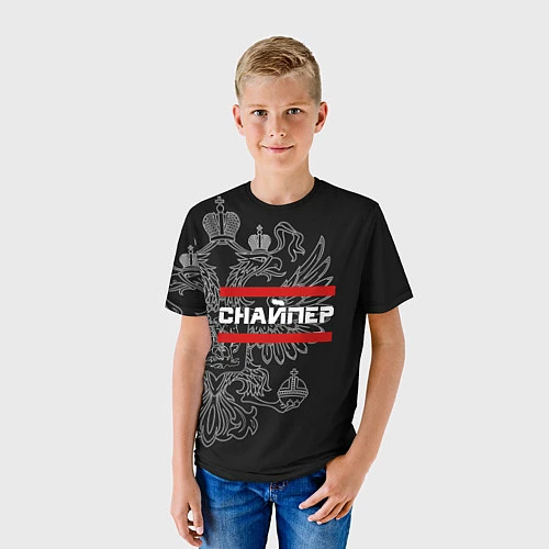 Детская футболка Снайпер: герб РФ / 3D-принт – фото 3