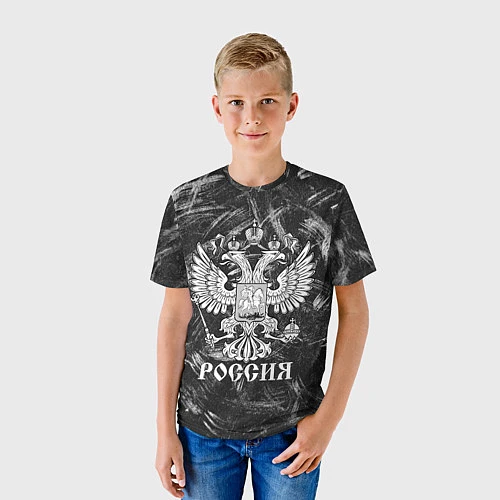 Детская футболка Россия: Серый мотив / 3D-принт – фото 3