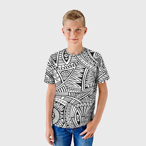 Детская футболка Черно-белая этника / 3D-принт – фото 3