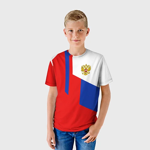 Детская футболка Russia: Geometry Tricolor / 3D-принт – фото 3