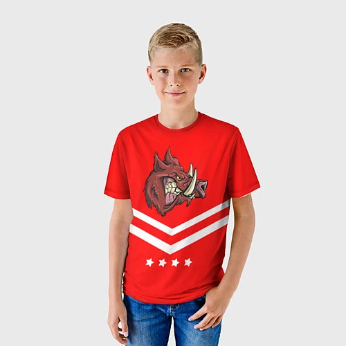 Детская футболка Спартанский кабан / 3D-принт – фото 3