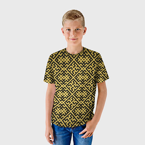 Детская футболка Духобор: Обережная вышивка / 3D-принт – фото 3