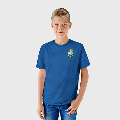 Детская футболка Бразилия: Гостевая ЧМ-2018 / 3D-принт – фото 3