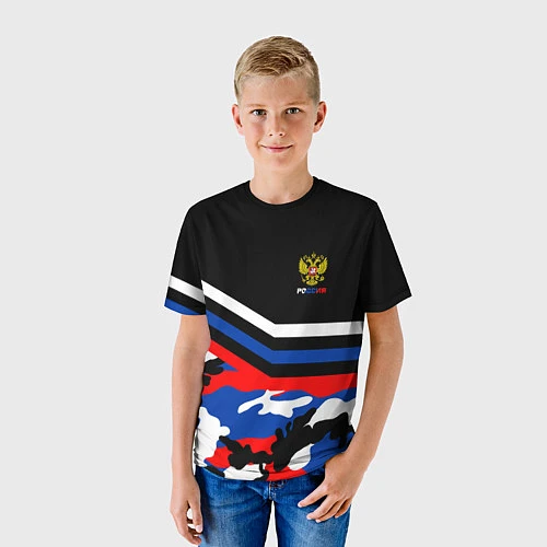 Детская футболка Россия: Камуфляж / 3D-принт – фото 3