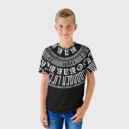 Детская футболка Каллиграфия барбера / 3D-принт – фото 3