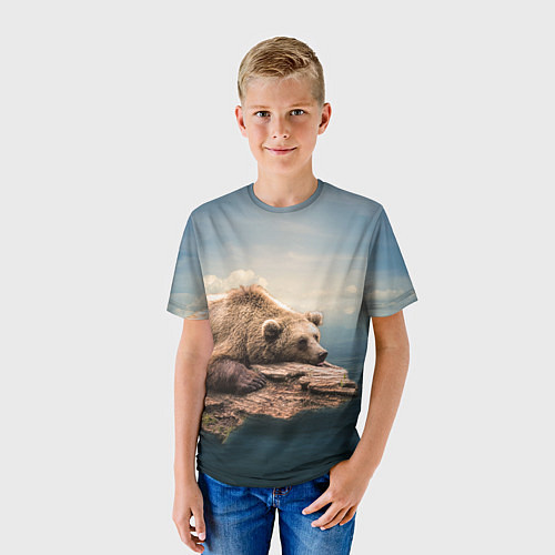 Детская футболка Грустный медведь / 3D-принт – фото 3