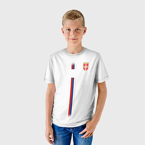 Детская футболка Сборная Сербии: Запасная ЧМ-2018 / 3D-принт – фото 3