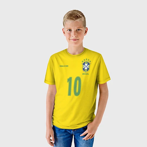 Детская футболка Сборная Бразилии: Роналдиньо 10 / 3D-принт – фото 3