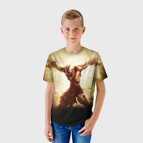Детская футболка Воинственный Кратос / 3D-принт – фото 3