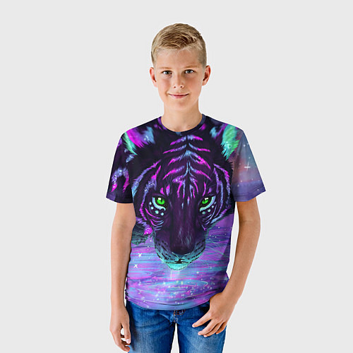Детская футболка Неоновый тигр / 3D-принт – фото 3