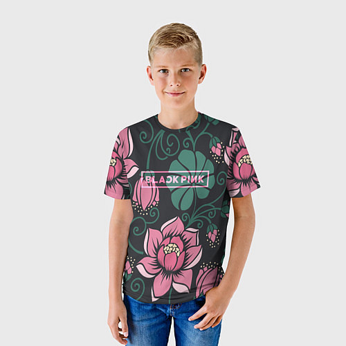 Детская футболка Black Pink: Delicate Flowers / 3D-принт – фото 3