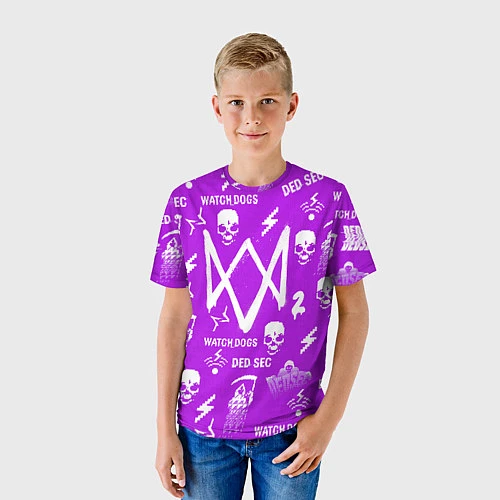 Детская футболка Watch Dogs 2: Violet Pattern / 3D-принт – фото 3